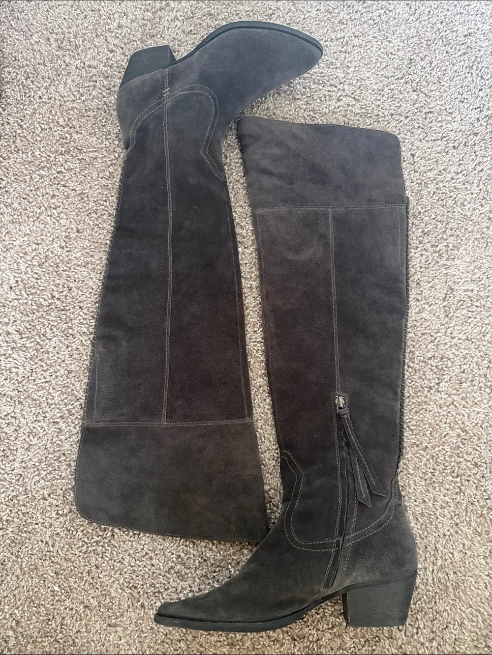 Dolce Vita Suede Over-The-Knee Braided-Trim Boots